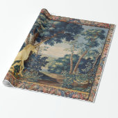 UNICORN IN WOODLAND LANDSCAPE,BOMEN,GROEIEN CADEAUPAPIER (Uitgerold)