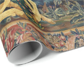 UNICORN IN WOODLAND LANDSCAPE,BOMEN,GROEIEN CADEAUPAPIER (Rol Hoek)