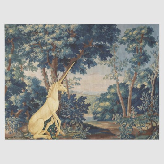 UNICORN IN WOODLAND LANDSCAPE,BOMEN,GROEIEN TISSUEPAPIER (Voorkant)