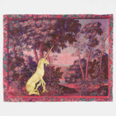 UNICORN IN WOODLAND LANDSCAPE,TREES,PINK BLUE FLEECE DEKEN (Voorkant (Horizontaal))