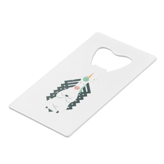 Unicorn in Yoga Pose Creditkaart Flessenopener (Achterkant Gekanteld)