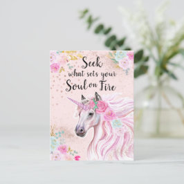 Unicorn Inspirerend Roze Glitter Quote Briefkaart