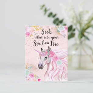 Unicorn Inspirerend Roze Glitter Quote Briefkaart