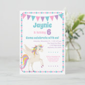 Unicorn Invitation Girls Unicorn Birthday Kaart (Staand voorkant)