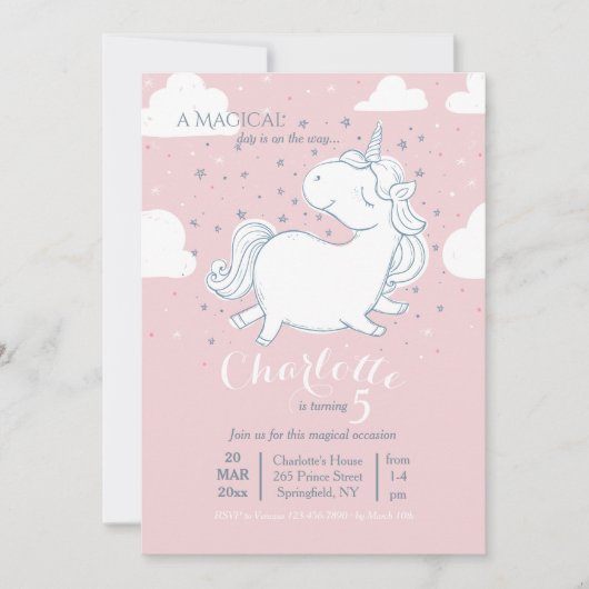 Unicorn Invitation Kaart (Voorkant)