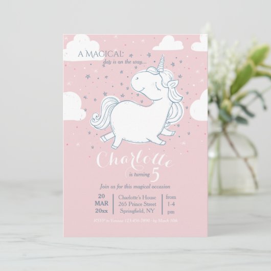 Unicorn Invitation Kaart (Staand voorkant)