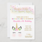 Unicorn Invitation | RAINBOW GOLD Kaart (Voorkant)