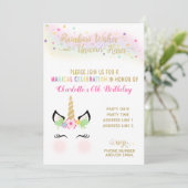 Unicorn Invitation | RAINBOW GOLD Kaart (Staand voorkant)