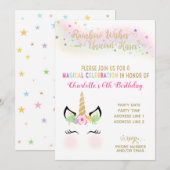 Unicorn Invitation | RAINBOW GOLD Kaart (Voorkant / Achterkant)