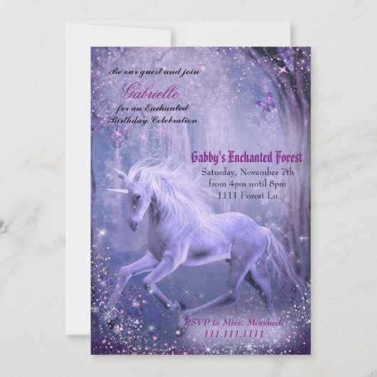 Unicorn Invitations, Unicorn Birthday Invitations Kaart (Voorkant)