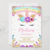 Unicorn Invite Unicorn Invites Unicorn Birthday Kaart (Voorkant)