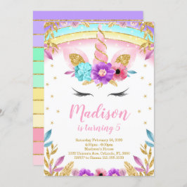Unicorn Invite Unicorn Invites Unicorn Birthday Kaart