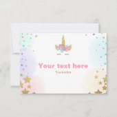 Unicorn Invoegen kaart Birthday douche Roze Gold G (Voorkant)