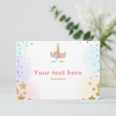 Unicorn Invoegen kaart Birthday douche Roze Gold G (Staand voorkant)