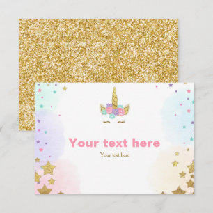 Unicorn Invoegen kaart Birthday douche Roze Gold G