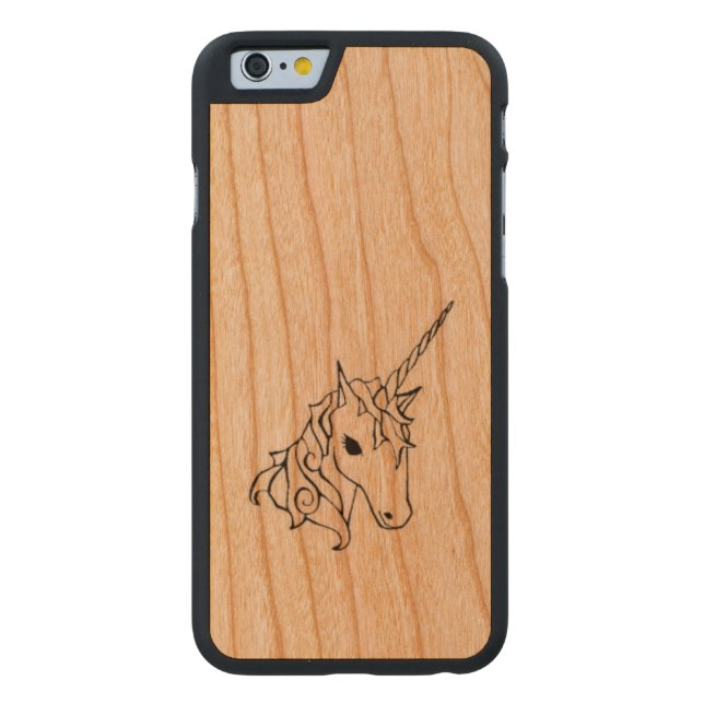 unicorn iphone6 case carved wood iPhone hoesje (Achterkant)