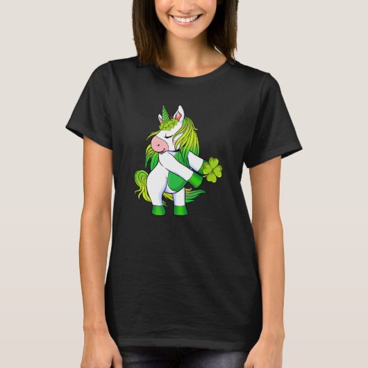 Unicorn Ireland Shamrock Happy St Patrick's T-shirt (Voorkant)