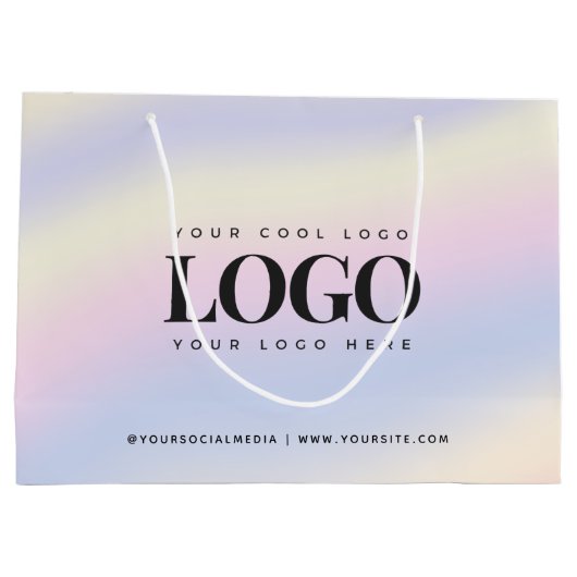 Unicorn Iridescent Holograaf Aangepaste zakelijke  Groot Cadeauzakje (Achterkant)