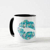 UNICORN Iridescent Teal Folie Metallic KISS LIPS