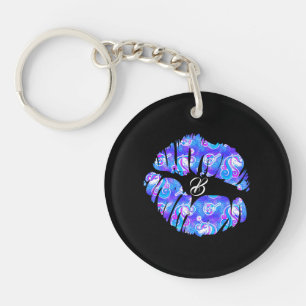 UNICORN Iridiserend Paarse Folie Metallic KISS LIP Sleutelhanger