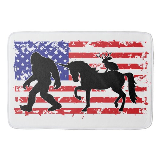 Unicorn, Jackalope, Bigfoot and the American Flag Badmat (Voorkant)