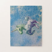 Unicorn Jigzaag Puzzle met Box (Blue Arctic) Legpuzzel (Verticaal)