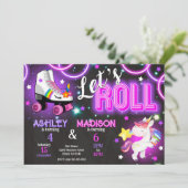 Unicorn Joint Roller Skating Birthday Neon Glow Kaart (Staand voorkant)