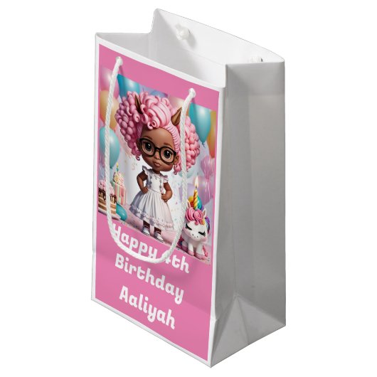 "Unicorn Joy"Gift Bag Klein Cadeauzakje (Voorkant Gekanteld)