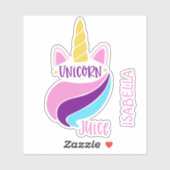 Unicorn Juice Cute Girly Aangepaste Naam Sticker (Vel)