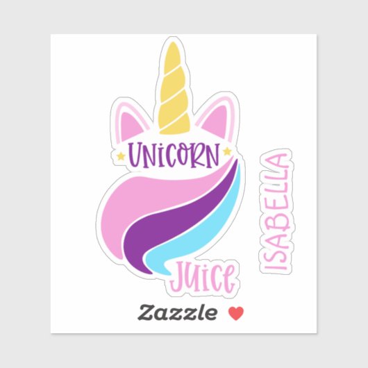 Unicorn Juice Cute Girly Aangepaste Naam Sticker (Vel)