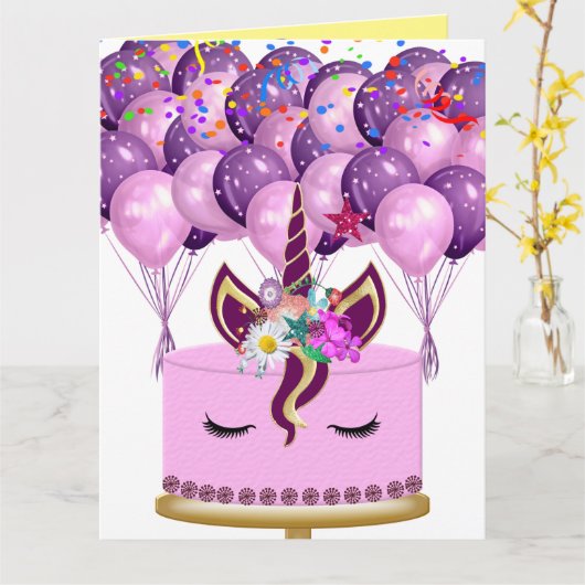 Unicorn-kaart Kaart (Gele Bloem)