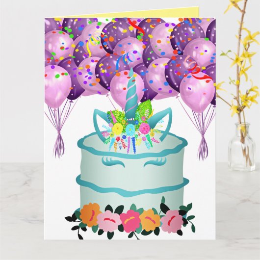 Unicorn-kaart Kaart (Gele Bloem)