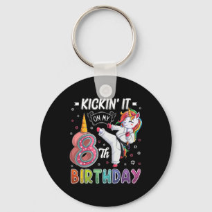 Unicorn Karate 8e verjaardag Acht 8 jaar oude tak Sleutelhanger