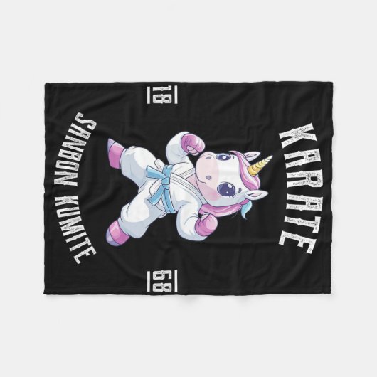 Unicorn Karate - Japanse krijgskunstenaar Fleece Deken (Voorkant (Horizontaal))