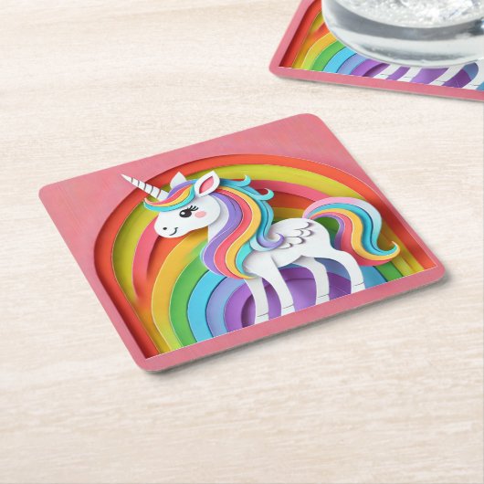 Unicorn Kartonnen Onderzetters (Schuin)