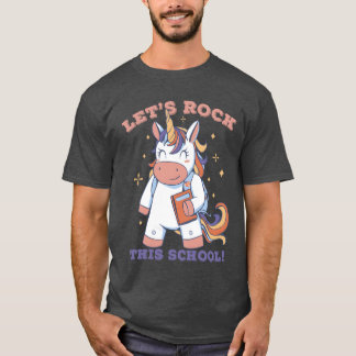 Unicorn Kawai Lets Rockhis School boy T-shirt