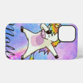 Unicorn Kawaii Cute Rainbow Gift Custom Text iPhone Hoesje (Achterkant horizontaal)