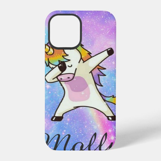 Unicorn Kawaii Cute Rainbow Gift Custom Text iPhone Hoesje (Achterkant)