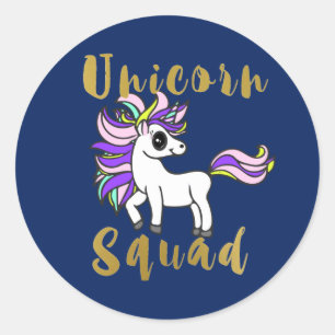unicorn kawaii, Unicorn Squad, kleurrijke Pony Ronde Sticker