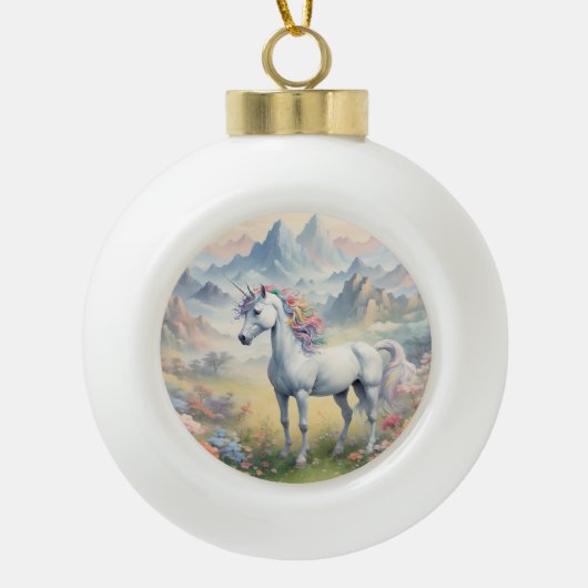 Unicorn Keramische Bal Ornament (Voorkant)