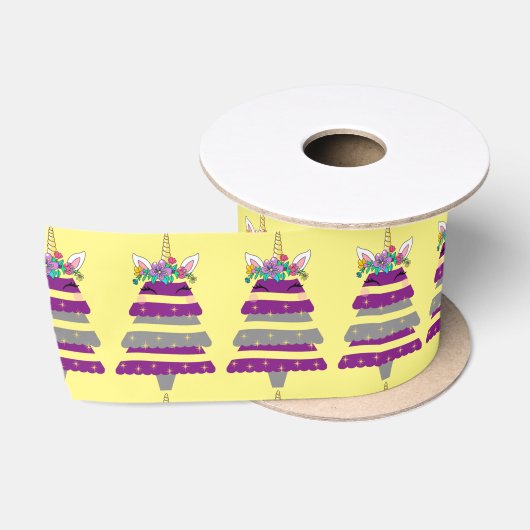 Unicorn kerstboomribbon satijnen lint (Spoel)