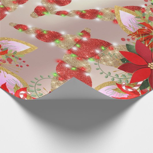 Unicorn kerstFeestdagen Green Unicorn Spark Red Cadeaupapier (Hoek)