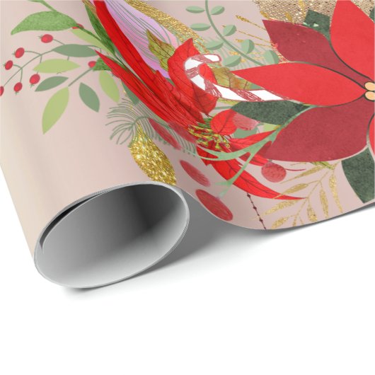 Unicorn kerstFeestdagen Green Unicorn Spark Red Cadeaupapier (Rol Hoek)