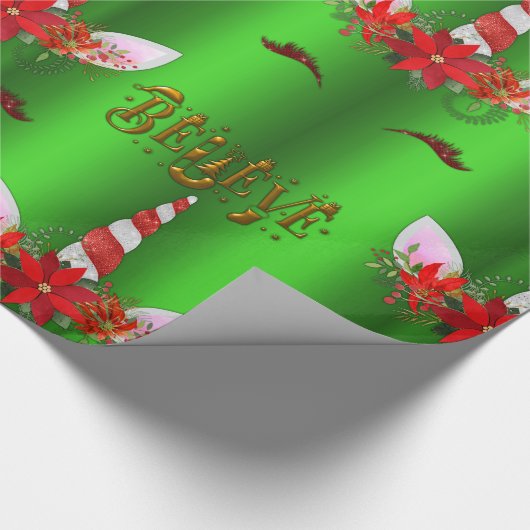 Unicorn Kerstgeloof Cadeaupapier (Hoek)