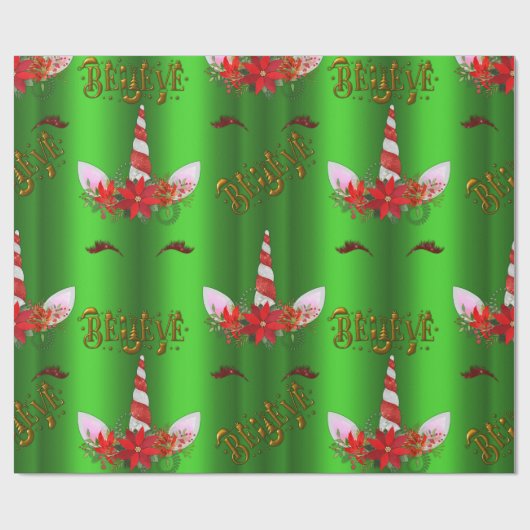 Unicorn Kerstgeloof Cadeaupapier (Vlak)