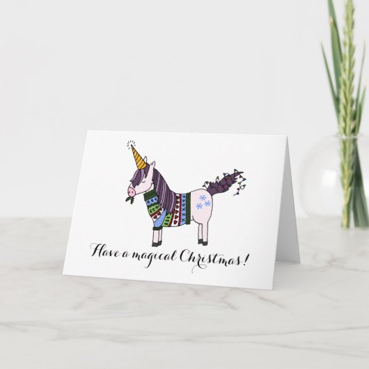 Unicorn kerstKaart Feestdagen Kaart (Voorkant)