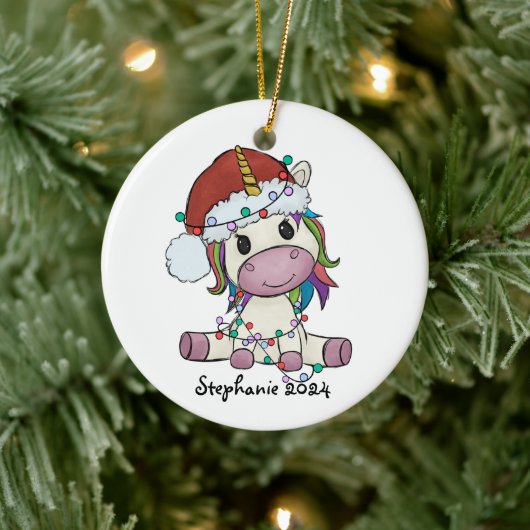 Unicorn kerstlampjes keramisch ornament (Boom)