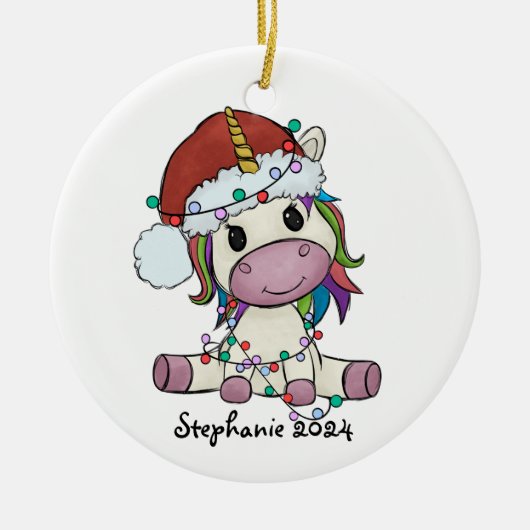 Unicorn kerstlampjes keramisch ornament (Voorkant)