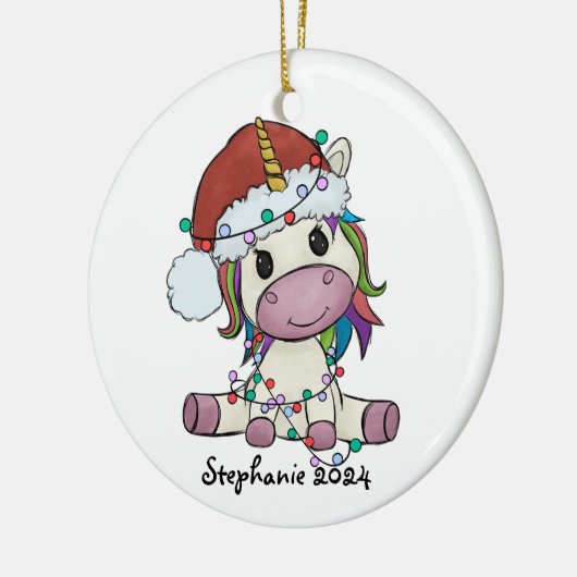 Unicorn kerstlampjes keramisch ornament (Links)