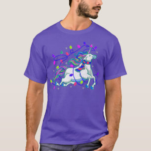 Unicorn kerstlampjes met juffrouw jongens Meisjes  T-shirt